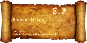 Bacher Miksa névjegykártya